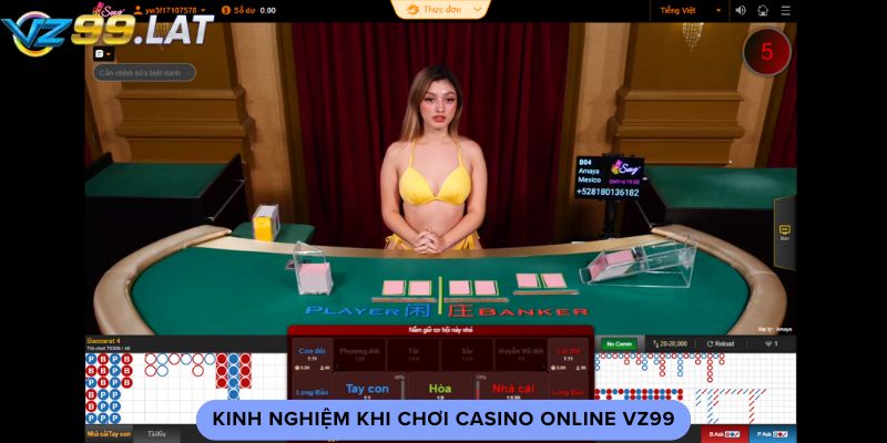 Kinh nghiệm khi chơi casino online vz99